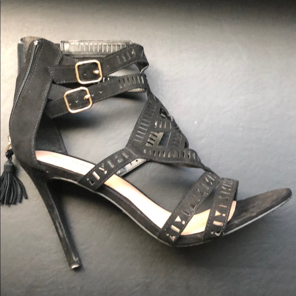 Black strapped heels